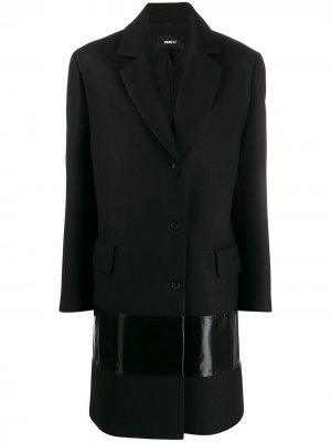 Однобортное пальто с контрастной вставкой Yang Li. Цвет: черный