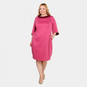 Платье повседневное, размер 50, бордовый, розовый GalaGrosso. Цвет: бордовый/розовый