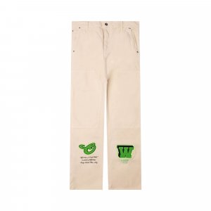 Прямые джинсы из расклешенного денима Varsity Hammer Белый/Зеленый Off-White