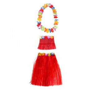 Гавайская юбка красная 60 см, топ, ожерелье лея 96 см Happy Pirate. Цвет: красный