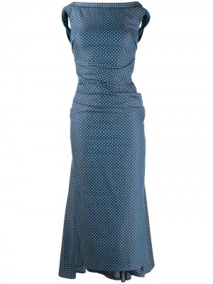 Джинсовое платье с узором в горох Talbot Runhof. Цвет: синий