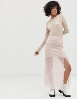 Прозрачная юбка с подкладкой и отделкой -Розовый цвет Wild Honey
