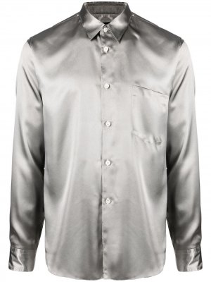 Атласная рубашка с длинными рукавами Comme Des Garçons Homme Plus. Цвет: серебристый