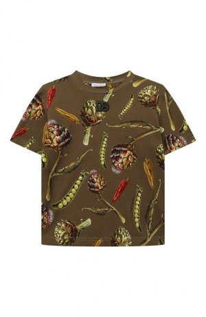 Хлопковая футболка Dolce & Gabbana. Цвет: хаки