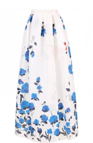 Шелковая юбка-макси с цветочным принтом sara roka. Цвет: разноцветный