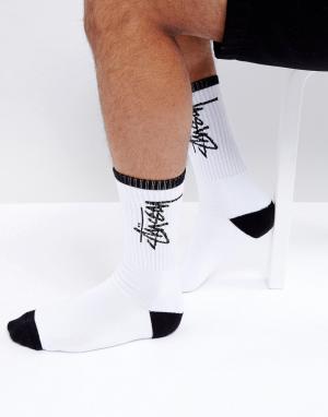 Белые носки с логотипом Premium Stussy. Цвет: белый