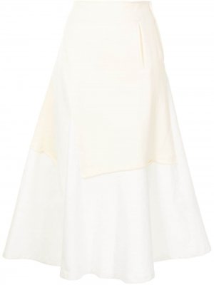 Ys юбка асимметричного кроя в технике пэчворк Y's. Цвет: белый