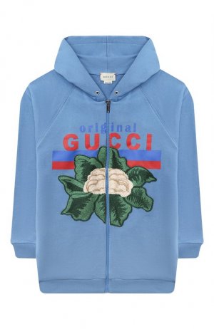Хлопковая толстовка Gucci. Цвет: голубой