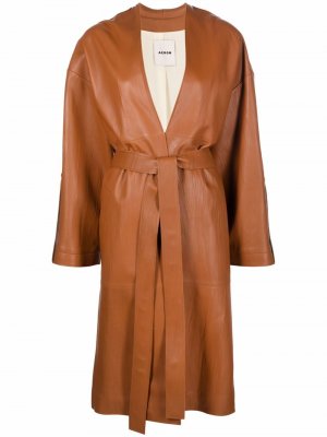 Кожаное пальто Liliana Aeron. Цвет: коричневый
