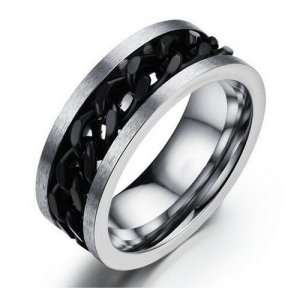 Кольцо, размер 21, серебряный, черный 2beMan. Цвет: серебристый/черный