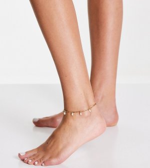 Позолоченная цепочка-браслет на ногу с жемчужными подвесками -Золотистый Orelia