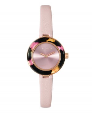 Женские часы Lenara с розовым кожаным ремешком из ацетата, 28 мм , розовый Ted Baker