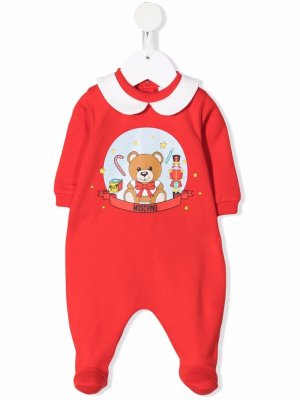 Пижама с логотипом Moschino Kids. Цвет: красный