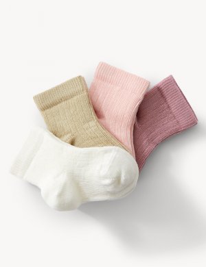Детские носки в рубчик из 4 пар хлопка , мульти Marks & Spencer