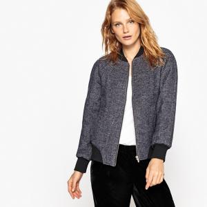 Блузон-бомбер меланжевый LA REDOUTE COLLECTIONS. Цвет: темно-серый меланж