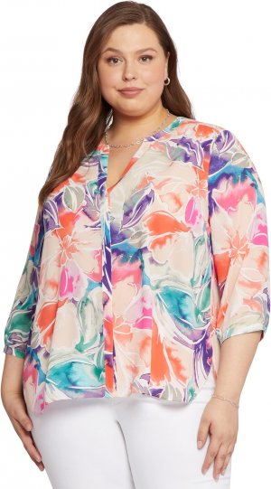 Блузка больших размеров с защипами NYDJ, цвет Mirabeau Nydj