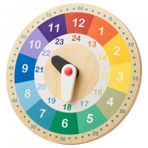 UNDERH LLA Обучающие деревянные часы, разноцветные, 25 см IKEA