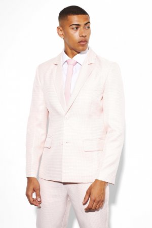 Узкий однобортный костюмный пиджак , розовый Boohoo