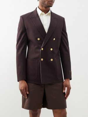 Двубортный костюмный пиджак из твила , коричневый Valentino Garavani