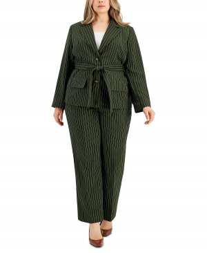 Полосатый брючный костюм больших размеров с поясом Le Suit
