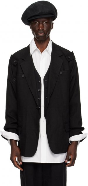 Черный пиджак с эполетами Yohji Yamamoto