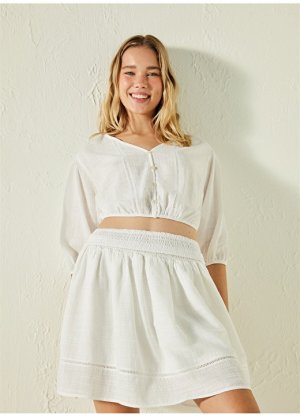 Белая женская мини-юбка со средней талией Penti