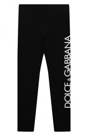 Хлопковые легинсы Dolce & Gabbana. Цвет: чёрный