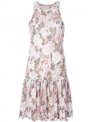 Плиссированное платье с цветочным узором Rebecca Taylor. Цвет: белый
