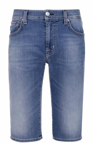 Удлиненные джинсовые шорты с контрастной прострочкой Sartoria Tramarossa. Цвет: синий