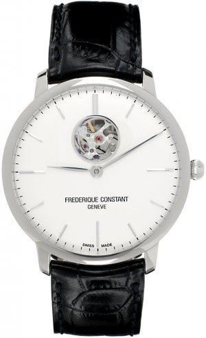 Серебряные и черные тонкие автоматические часы Heart Beat Frederique Constant Frédérique