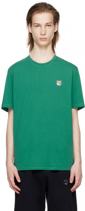 Зеленая футболка с головой лисы Maison Kitsune, цвет Pine Kitsuné