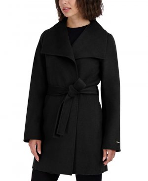 Женское двустороннее пальто с запахом из смесовой шерсти , цвет Black Tahari