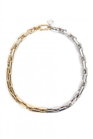 Ожерелье-цепь из желтого и белого золота Small Lauren Rubinski. Цвет: белый