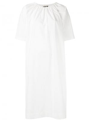 Платье со сборкой на горловине Hache. Цвет: белый