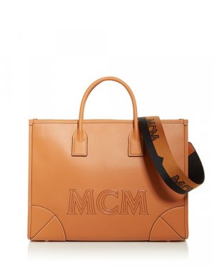 Большая сумка-тоут Munchen из испанской телячьей кожи , цвет Brown MCM