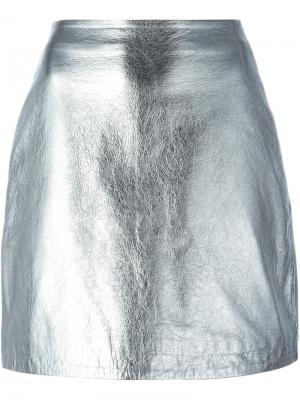 Кожаная юбка Nicopanda. Цвет: металлический