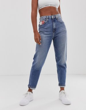 Укороченные джинсы прямого кроя с завышенной талией -Синий Tommy Jeans