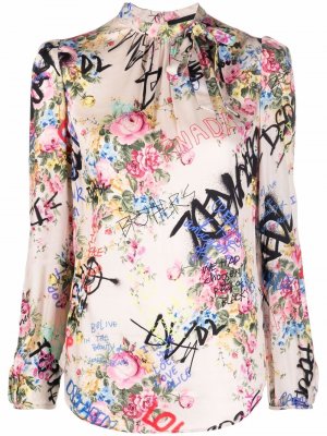 Блузка с цветочным принтом Dsquared2. Цвет: бежевый