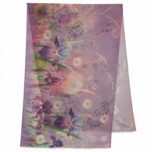 Палантин ,230х80 см, фиолетовый, лиловый Павловопосадская платочная мануфактура. Цвет: лиловый/фиолетовый