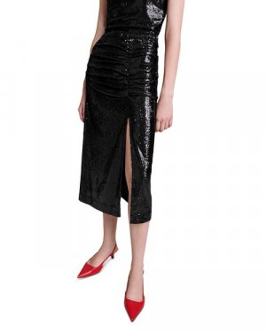 Шикарная юбка со сборками и пайетками , цвет Black Maje