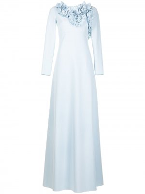 Платье с длинными рукавами и оборками Greta Constantine. Цвет: синий