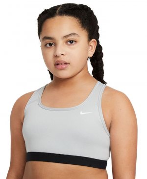 Спортивный бюстгальтер с логотипом Swoosh для девочек , серый Nike