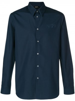Рубашка с длинными рукавами логотипом Nº21. Цвет: синий