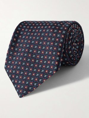Шелковый жаккардовый галстук шириной 8 см ETRO, нави Etro