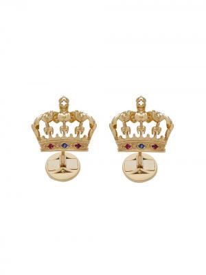 Запонки из желтого золота в форме короны Dolce & Gabbana. Цвет: золотистый
