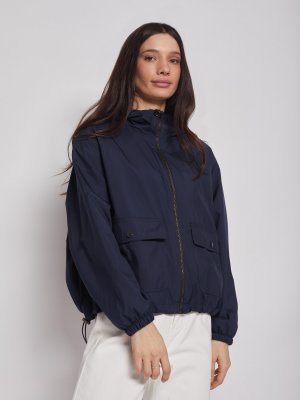 Куртка-ветровка с капюшоном zolla. Цвет: синий