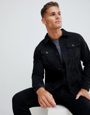 Черная выбеленная джинсовая куртка -Черный Burton Menswear