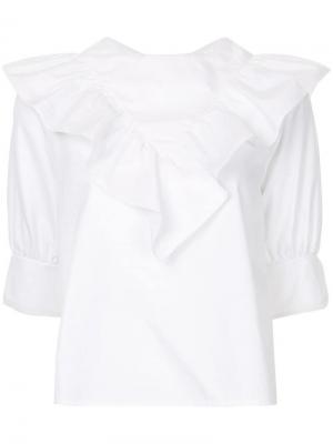 Блузка с отделкой оборками Atlantique Ascoli. Цвет: белый