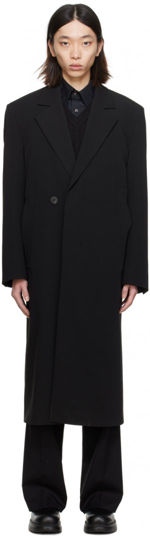 Черное одинарное длинное пальто Wooyoungmi