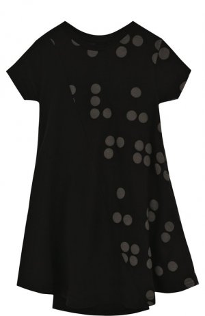Хлопковое платье свободного кроя с принтом NUNUNU. Цвет: чёрный